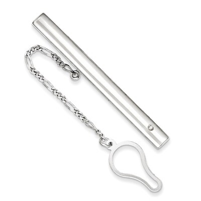 Diamond Tie Clip Sterling Silver Rhodium-plated QQ526, MPN: QQ526, 191101192005