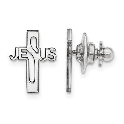 Jesus Cross Tie Tac Sterling Silver Rhodium-plated QQ591, MPN: QQ591, 886774561608
