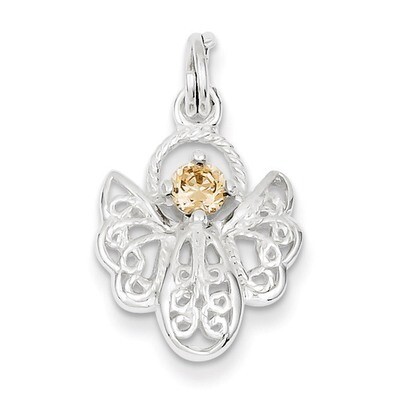 Orange Diamond Angel Charm Sterling Silver QC4828, MPN: QC4828, 723252450828