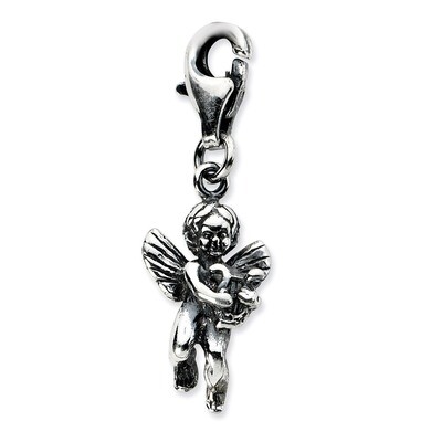 3D Antiqued Angel &amp; Harp Charm Sterling Silver QCC685 by Amore La Vita, MPN: QCC685, 886774074641