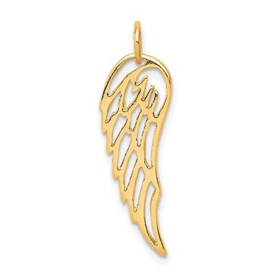 Polished Angel Wing Charm Sterling Silver Gold-Tone QC8419GP, MPN: QC8419GP,