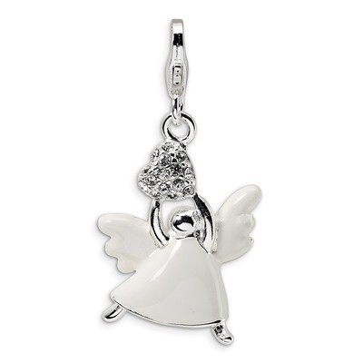 Swarovski Element Angel Charm Sterling Silver Enameled QCC533 by Amore La Vita, MPN: QCC533, 883957…