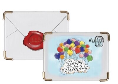 Halcyon Days TR Happy Birthday Balloons Postcard Enamel Box ENHBB0180PG, MPN: ENHBB0180PG,