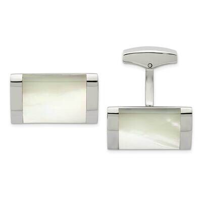 Mother Of Pearl Cufflinks Stainless Steel Polished SRC314, MPN: SRC314, 886774621937