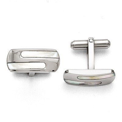 Polished Mother of Pearl Cufflinks - Stainless Steel SRC257 by Chisel, MPN: SRC257, 886774621609