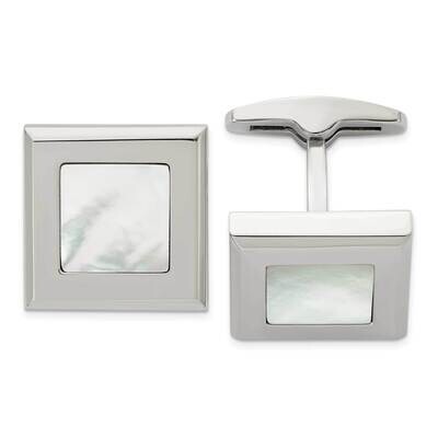 Mother Of Pearl Cufflinks Stainless Steel Polished SRC321, MPN: SRC321, 886774622002