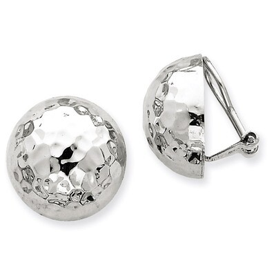 18mm Hammered Non-pierced Earrings 14k White Gold H893, MPN: H893, 658226126600