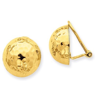 Omega Clip 14mm Hammered Non-pierced Earrings 14k Gold H891, MPN: H891, 658226125917