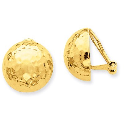 Omega Clip 16mm Hammered Non-pierced Earrings 14k Gold H890, MPN: H890, 658226126037