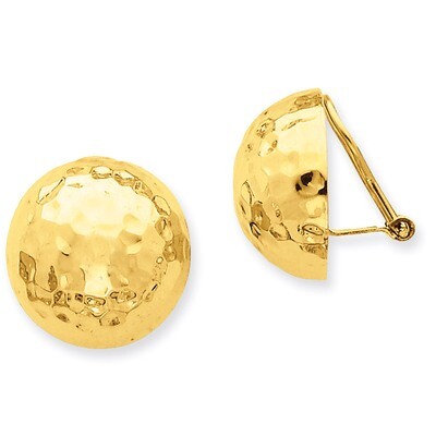 Omega Clip 18mm Hammered Non-pierced Earrings 14k Gold H889, MPN: H889, 658226126594