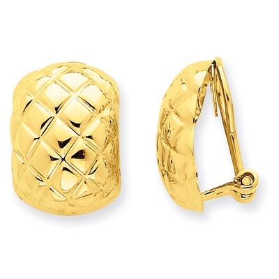 Quilted Non-pierced Omega Back Earrings 14k Gold Polished H738, MPN: H738, 658226127508