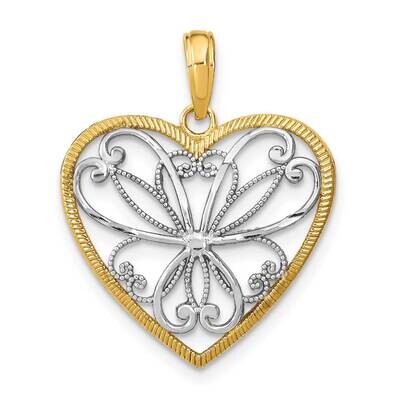 Filigree Heart Charm 14k Gold Rhodium K9487, MPN: K9487, 637218161898
