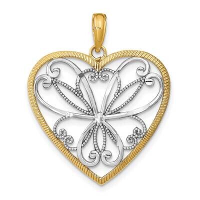 Filigree Heart Charm 14k Gold Rhodium K9473, MPN: K9473, 637218161881