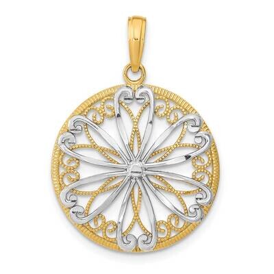 Filigree Center Round Frame Charm 14k Gold Rhodium K9488, MPN: K9488, 637218161928