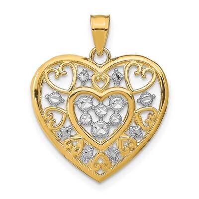 Cut-Out Filigree Heart Charm 14k Gold Rhodium K9447, MPN: K9447, 637218137404