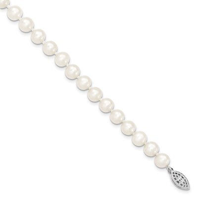 7-8mm White Cultured Pearl Bracelet Sterling Silver QH4778-7.25, MPN: QH4778-7.25, 883957480664
