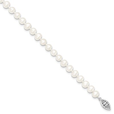 5-6mm White Cultured Pearl Bracelet Sterling Silver QH4769-7.25, MPN: QH4769-7.25, 886774271552