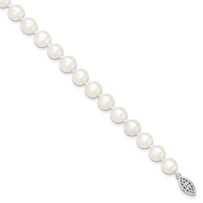 8-9mm White Cultured Pearl Bracelet Sterling Silver QH4728-7.25, MPN: QH4728-7.25, 883957601540
