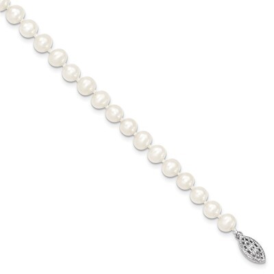 6-7mm White Cultured Pearl Bracelet Sterling Silver QH4726-7.25, MPN: QH4726-7.25, 883957545479