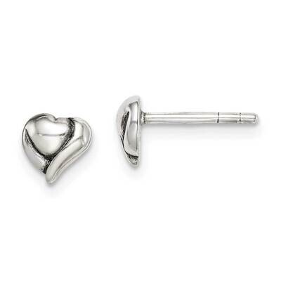 Heart Post Earrings Sterling Silver Antiqued QE14684, MPN: QE14684, 886774101149