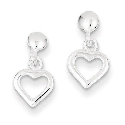 Dangle Heart Post Earrings Sterling Silver QE8730, MPN: QE8730, 883957571317