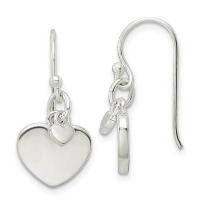 Hearts Dangle Earrings Sterling Silver Polished QE16454, MPN: QE16454, 196904165898