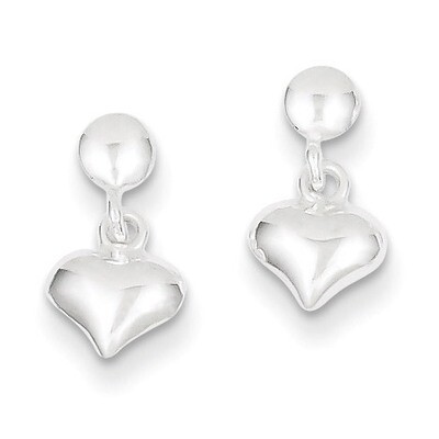 Dangle Heart Post Earrings Sterling Silver QE8728, MPN: QE8728, 883957501741