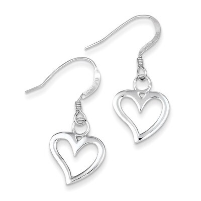 Heart Dangle Earrings Sterling Silver Polished QE8750, MPN: QE8750, 883957308128