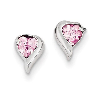 Pink Diamond Heart Earrings Sterling Silver QE1788, MPN: QE1788, 883957922775