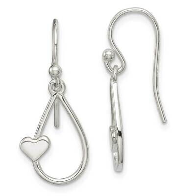 Heart Dangle Earrings Sterling Silver Polished QE14724, MPN: QE14724, 886774022666