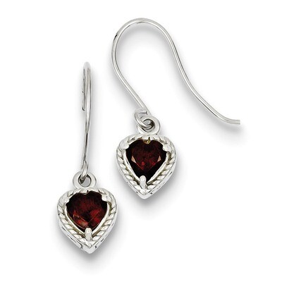 Garnet Small Heart Earrings Sterling Silver QE9412GA, MPN: QE9412GA, 883957496634