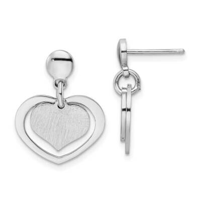 Satin Heart In Heart Dangle Post Earrings Sterling Silver Rhodium-Plated QE16431, MPN: QE16431, 196…