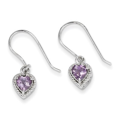 Amethyst Small Heart Earrings Sterling Silver QE9795AM, MPN: QE9795AM, 883957489896
