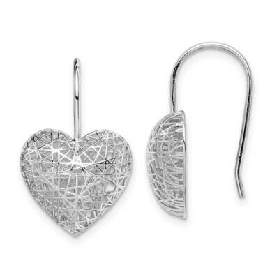 Heart Dangle Earrings Sterling Silver Rhodium-plated QE14889, MPN: QE14889, 883957983349
