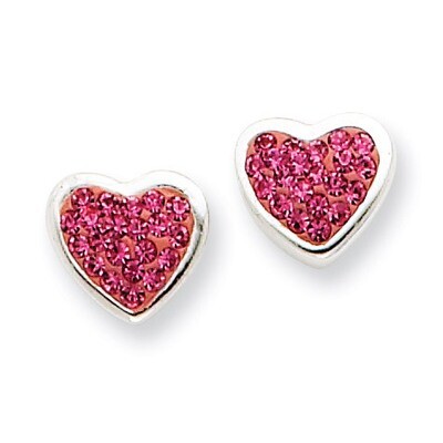 Pink Diamond Heart Post Earrings Sterling Silver QE5050, MPN: QE5050, 191101188862