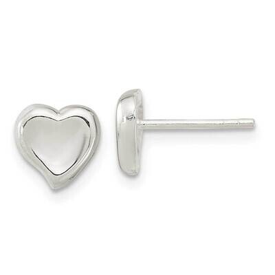 Puffed Heart Post Earrings Sterling Silver Polished QE16424, MPN: QE16424, 196904167298