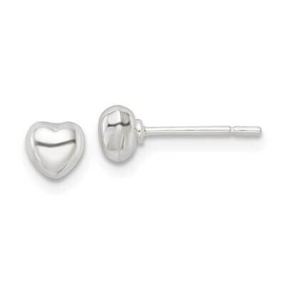 Puffed Heart Post Earrings Sterling Silver Polished QE16421, MPN: QE16421, 196904168240