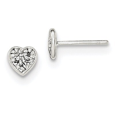 CZ Diamond Heart Post Earrings Sterling Silver QE11767, MPN: QE11767, 191101230967