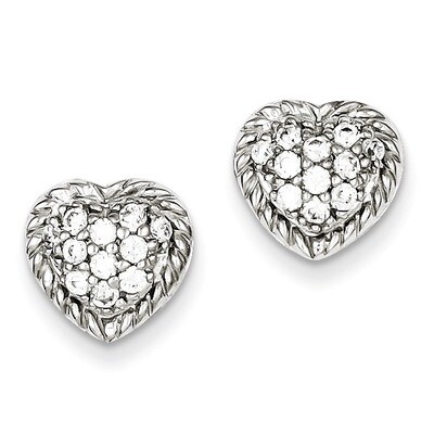 Heart Post Earrings Sterling Silver Diamond QE4942, MPN: QE4942, 191101188732