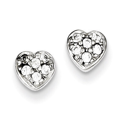 Heart Post Earrings Sterling Silver Diamond QE8686, MPN: QE8686, 883957480350