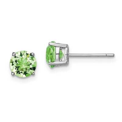 Light Green Swarovski Crystal Birthstone Ear Sterling Silver Rhodium-plated QE14067AUG, MPN: QE1406…