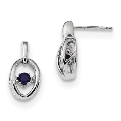 Created Blue Saphire Birthstone Vibrant Earrings Sterling Silver Rhodium QBE32SEP, MPN: QBE32SEP, 8…