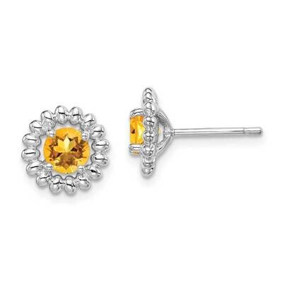 Citrine Earrings Sterling Silver Rhodium Plated QE14495NOV, MPN: QE14495NOV, 883957813844