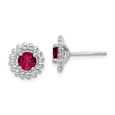 Created Ruby Earrings Sterling Silver Rhodium Plated QE14495JUL, MPN: QE14495JUL, 883957813424