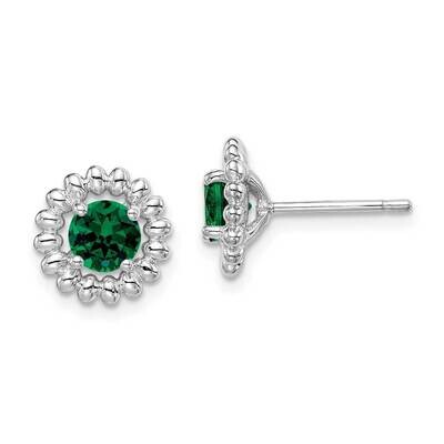 Created Emerald Earrings Sterling Silver Rhodium Plated QE14495MAY, MPN: QE14495MAY, 883957608860