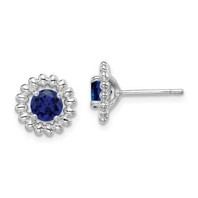 Created Sapphire Earrings Sterling Silver Rhodium-plated QE14495SEP, MPN: QE14495SEP, 883957168852