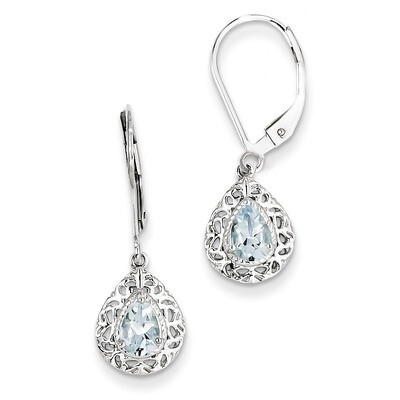 Aquamarine Lever Back Earrings Sterling Silver QE10017AQ, MPN: QE10017AQ, 886774646374