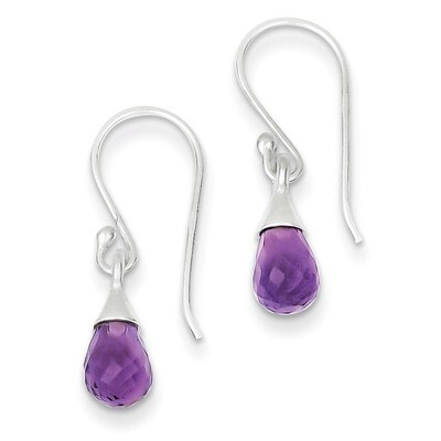 Amethyst Dangle Earrings Sterling Silver QE7410, MPN: QE7410, 883957489612