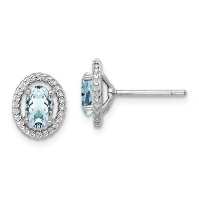 Aquamarine Oval Post Earrings Sterling Silver Rhodium Plated QE14494MAR, MPN: QE14494MAR, 883957960…