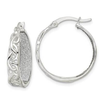 Fabric Glitter Hoop Earrings Sterling Silver Polished QE15925, MPN: QE15925, 196904152881